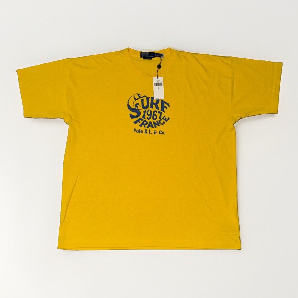 Polo Ralph Lauren T-Shirt Le Surf 1967 France Print Men’s Size X-Large Yellow